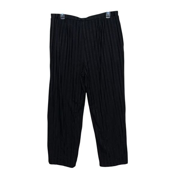 Eileen Fisher Pants L Black Tencel Wide Rib Straight Elastic Waist Pockets NWT - Picture 4 of 13